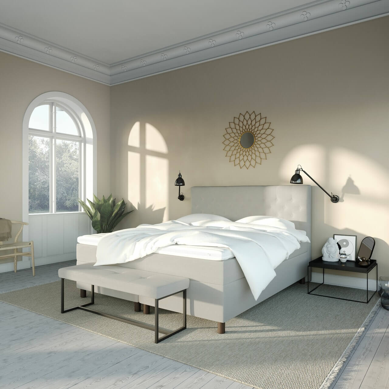 EHOB_LUX_Continental_Classic_180x200_Baltimore_Sand_07_EgRoeget_Chesterfield_180x120_Quilt-Top-Svane_Null_Skammel