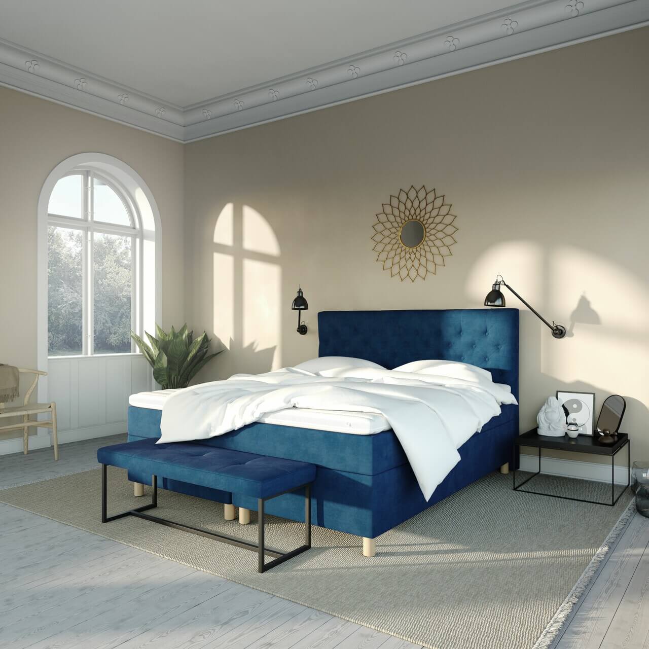 EHOB_LUX_Continental_Classic_180x200_Flow_Blue_07_Eg_Chesterfield_180x120_Quilt-Top-Svane_Null_Skammel